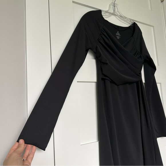 Prana Black Long Sleeve Wrap Front Dress - Picture 3 of 8
